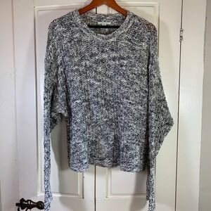 American Eagle Knit Sweater Womens‎ Large L Gray White Oversized Loose Fit